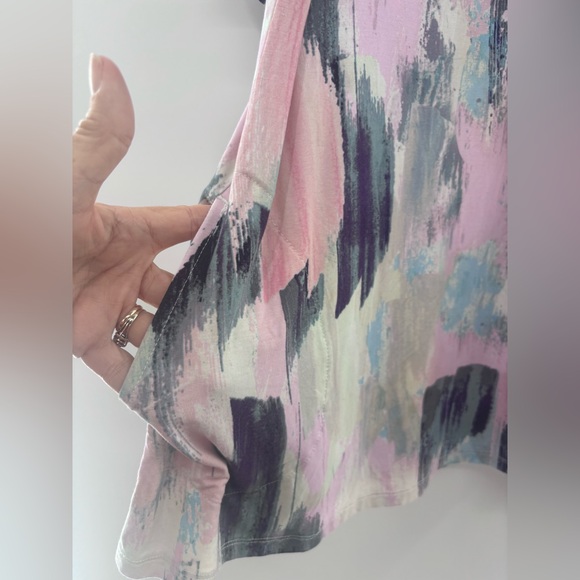 LOGO by Lori Goldstein Multicolor Brushstroke Short Sleeve Tee Size Large - Picture 6 of 7